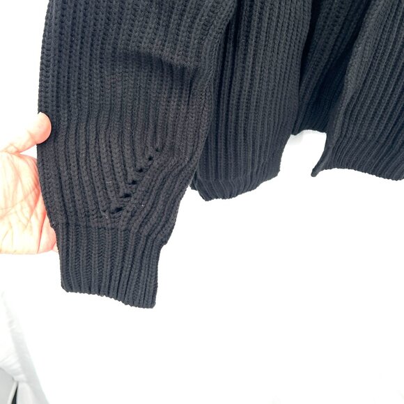 NEW code x Mode black ribbed open front cardigan sweater oversized crop cozy M - Picture 6 of 11